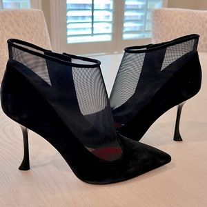 Roger Vivier Black Suede and Mesh Stiletto Booties size 36.5